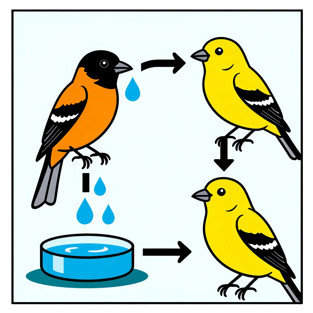 AI generated birds: picture about bird care. picture style: comic clinical signs dehydration birds stepbystep fluid ther