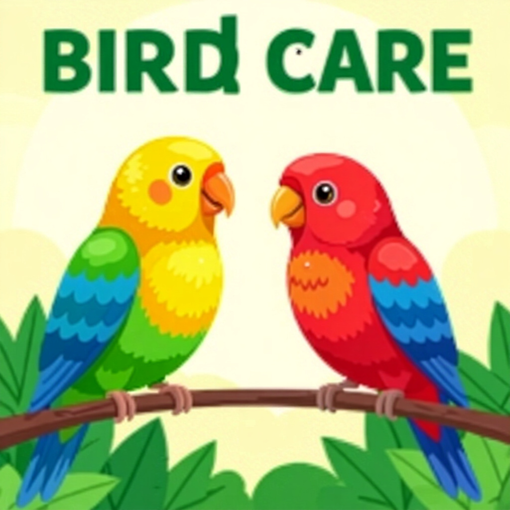 AI generated birds: picture about bird care. picture style: comic pet birds identifying preventing vitamin s m, high qua