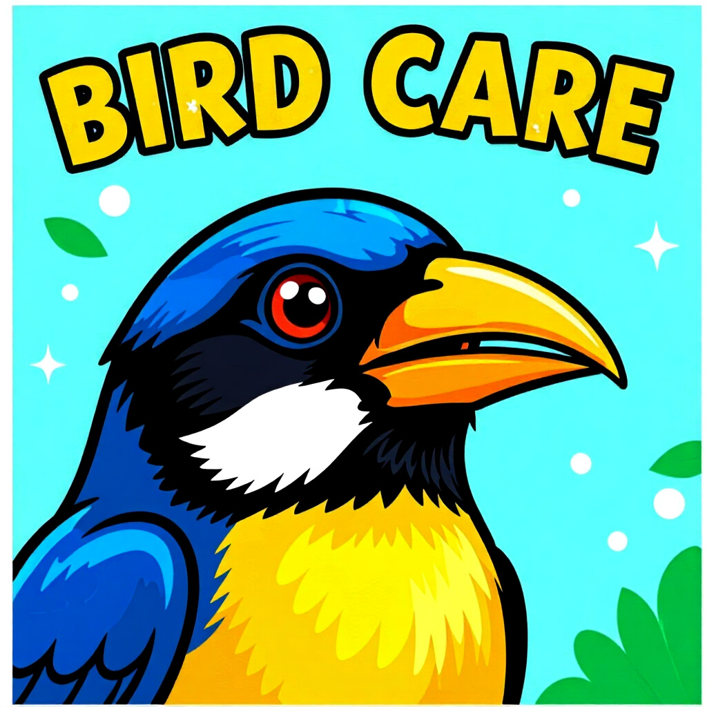AI generated bird: picture about bird care. picture style: comic bird bird beak rot beak identifying treating beak, hig