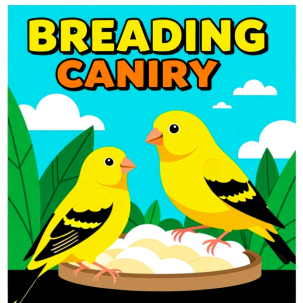 AI generated image: picture about bird care. picture style: comic introduction breeding canaries successfully, high qual