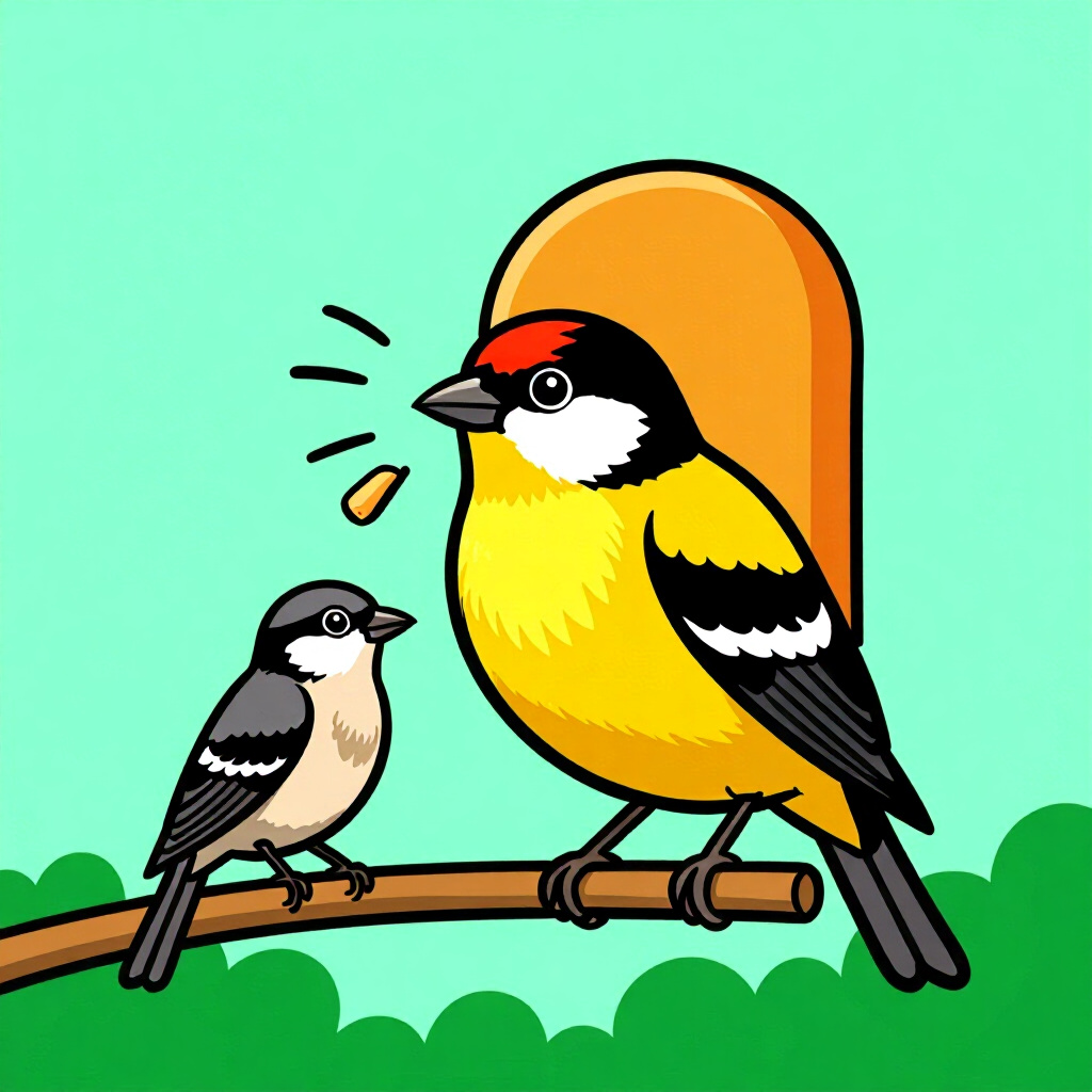 AI generated image: picture about bird care. picture style: comic introduction managing noise levels, high quality, deta
