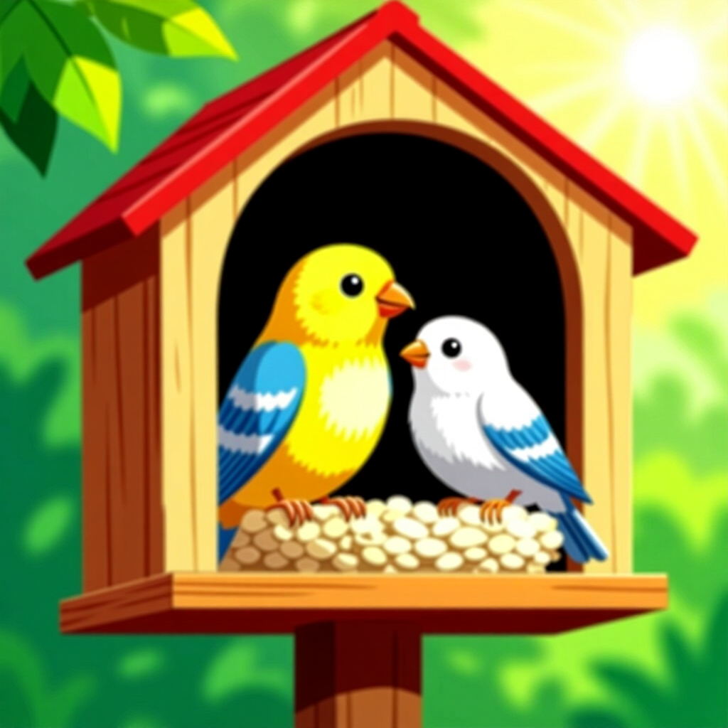 AI generated image: picture about bird care. picture style: comic choose right daylight s m, high quality, detailed