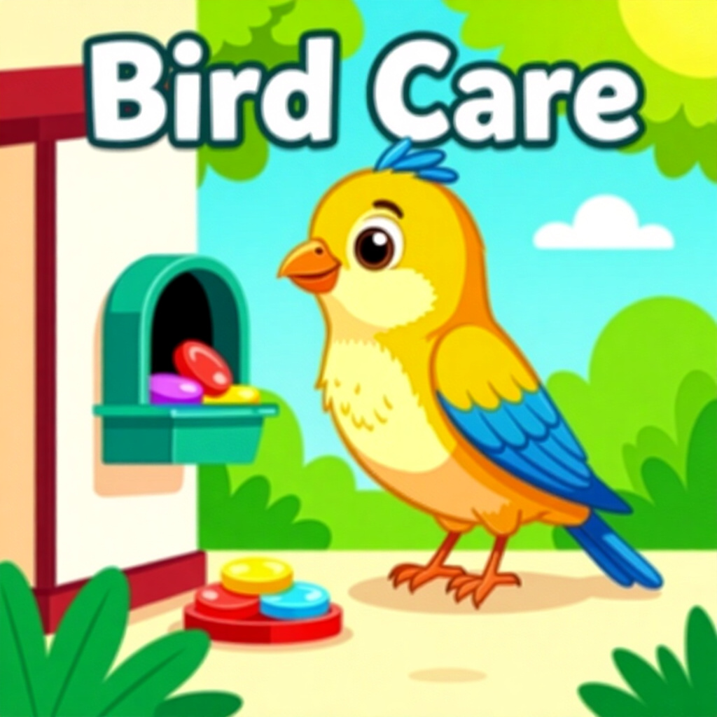AI generated image: picture about bird care. picture style: comic pet pet navigating deposits rent s m, high quality, de