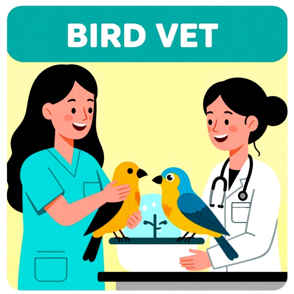 AI generated image: picture about bird care. picture style: comic introduction call vet distinguishing, high quality, de