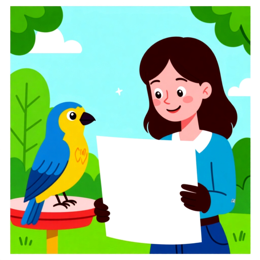 AI generated image: picture about bird care. picture style: comic introduction 5minute preplay routine, high quality, de