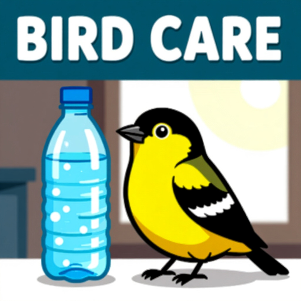 AI generated image: picture about bird care. picture style: comic introduction diy cleanbottle water, high quality, deta