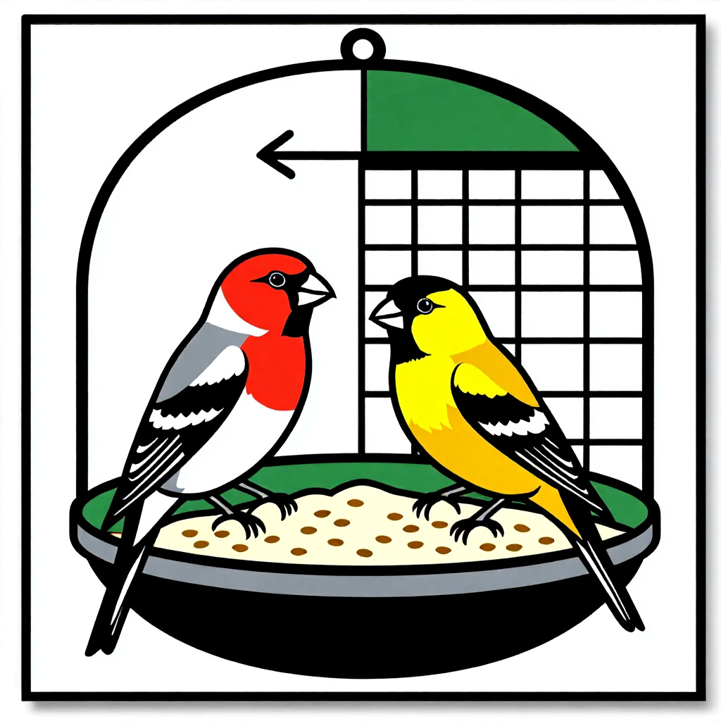 AI generated bird: picture about bird care. picture style: comic patchsize principle finch bird determining correct enc