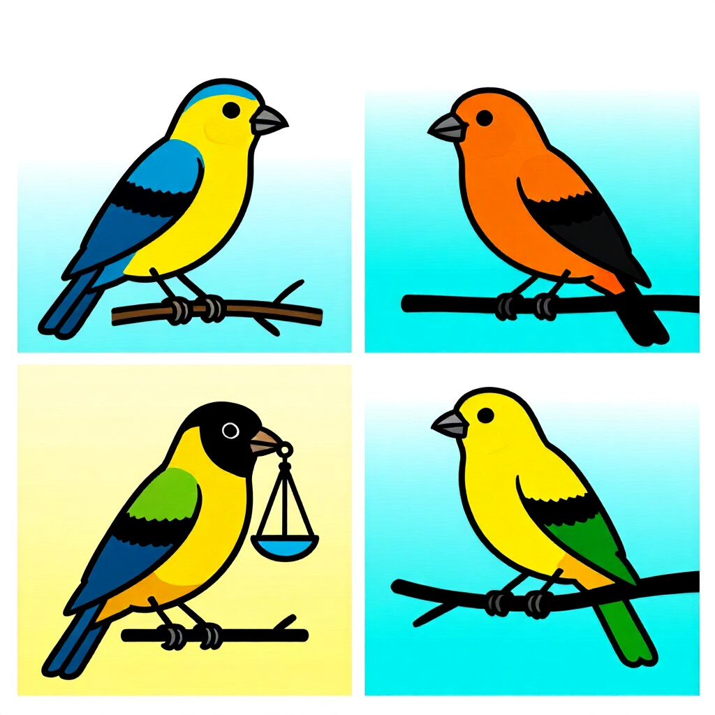 AI generated birds: picture about bird care. picture style: comic cites appendices explained birds understanding legal e