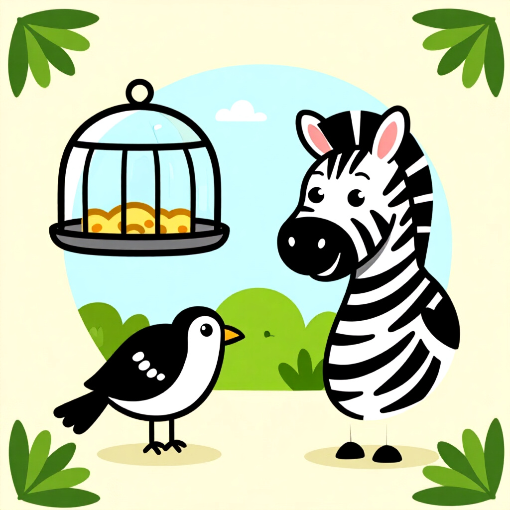 AI generated image: picture about bird care. picture style: comic recognizing managing zebra s m, high quality, detailed