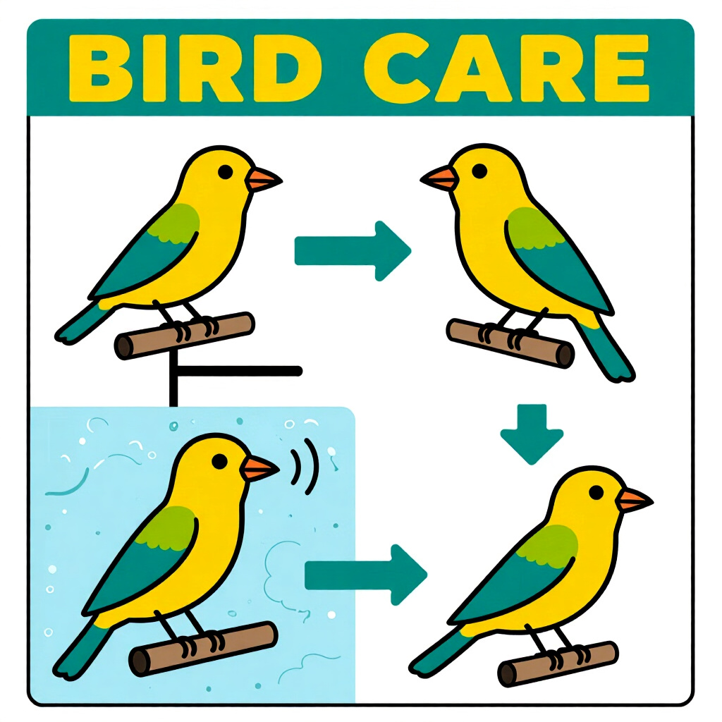 AI generated image: picture about bird care. picture style: comic introduction stepbystep guide handtraining, high quali