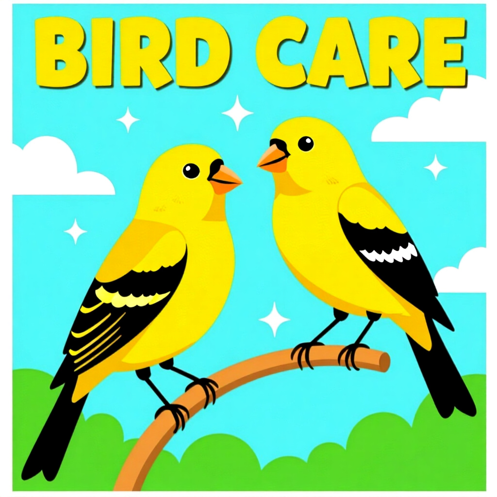 AI generated canarys: picture about bird care. picture style: comic canarys song worth canary stepbystep training sing, hi