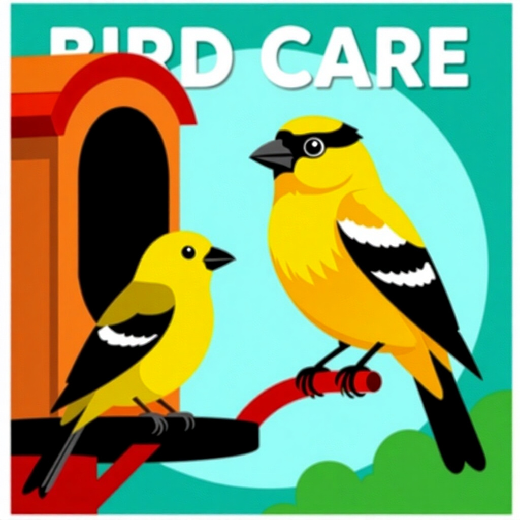 AI generated image: picture about bird care. picture style: comic frequency range managing noise levels, high quality, d