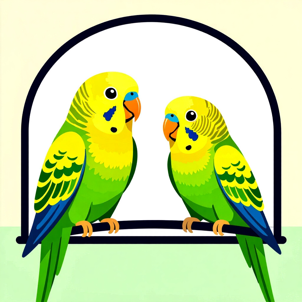 AI生成画像:鳥のケアに関する画像。画像スタイル:コミック 地元のインコのための潜在的なパートナーを特定し、