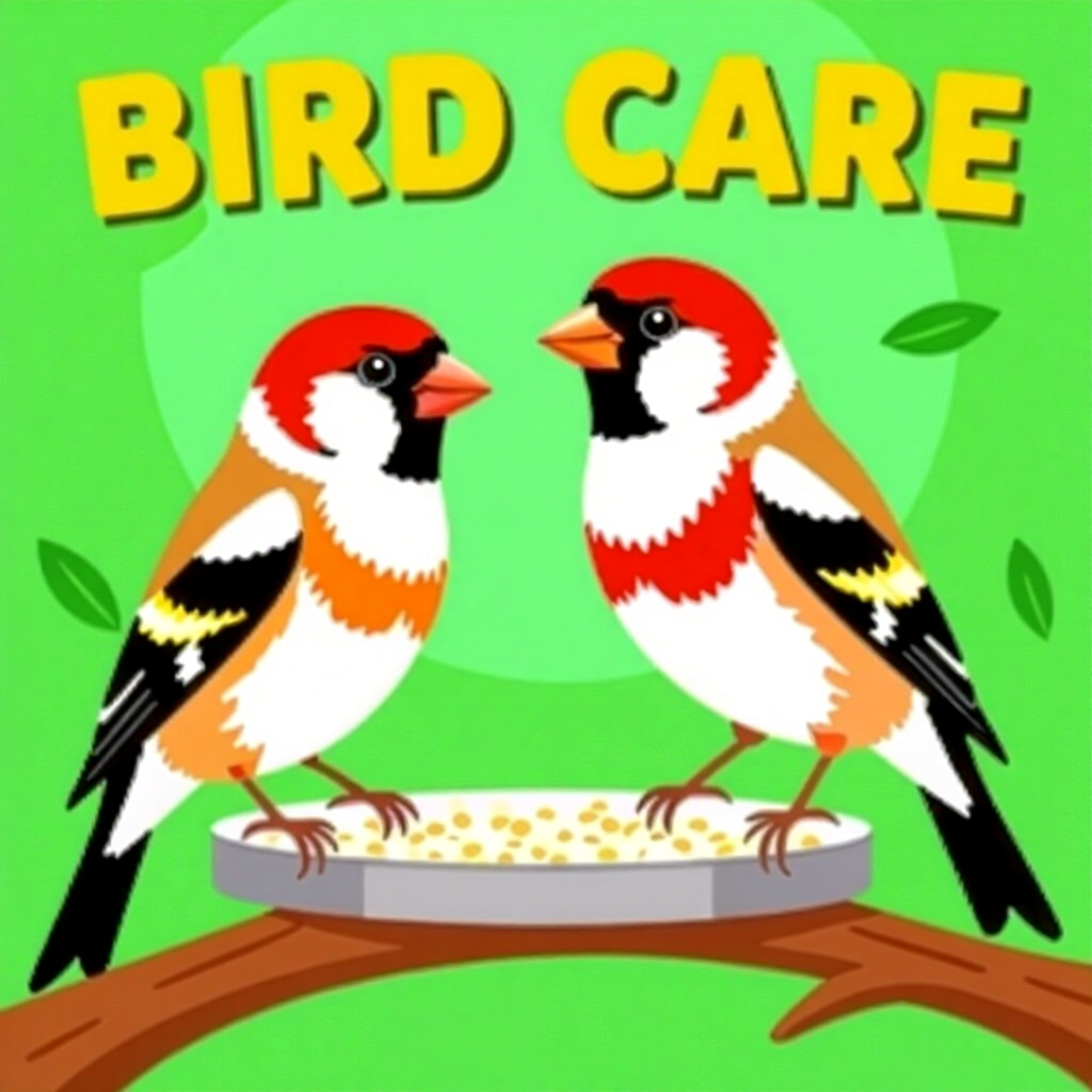 AI generated finch: picture about bird care. picture style: comic finch twostep recall fits twostep recall pairing, high