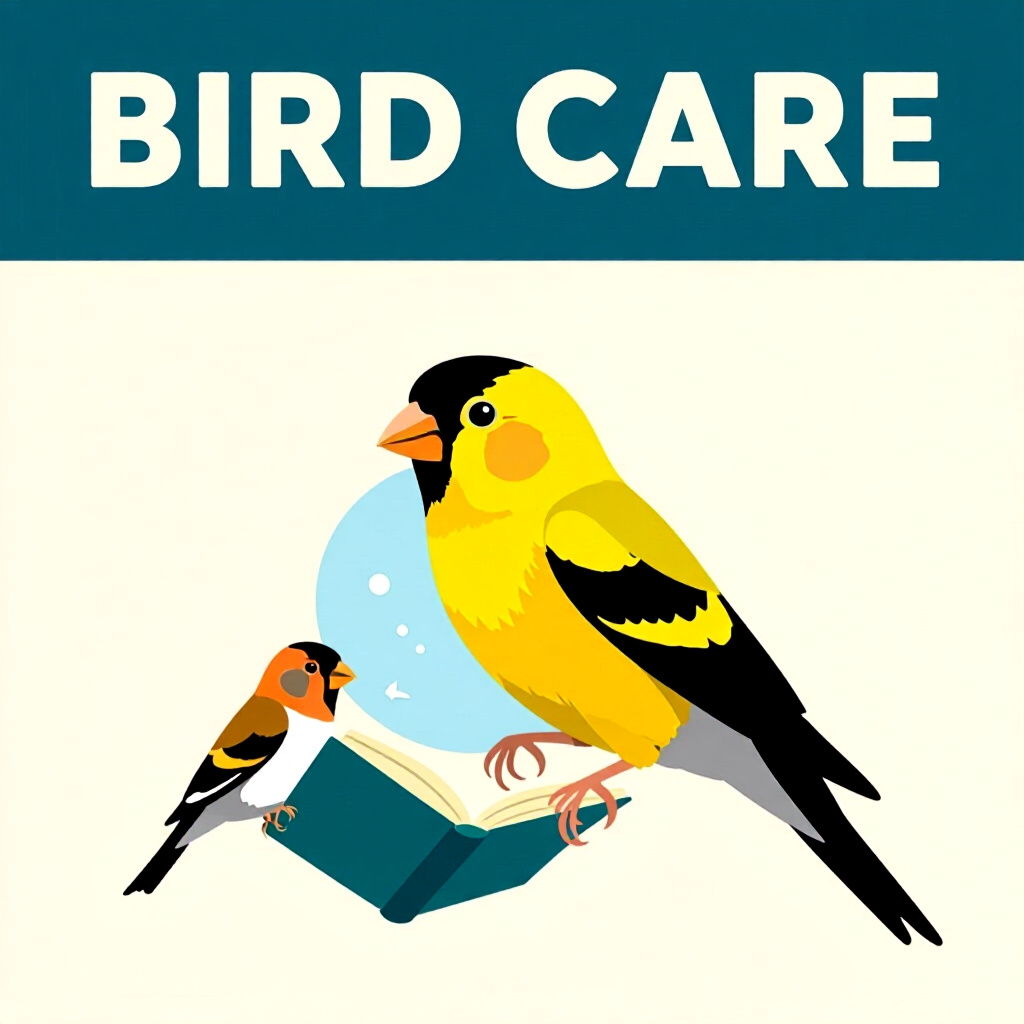 AI generated finch: picture about bird care. picture style: comic onesizefitsall doesnt work pet finch stepbystep guide