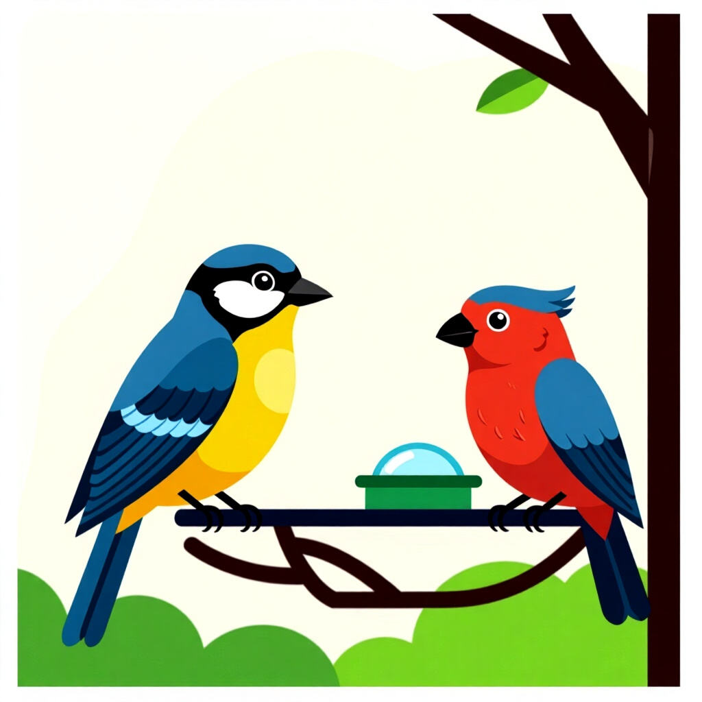 AI generated image: picture about bird care. picture style: comic fill monitoring progress creating, high quality, detai