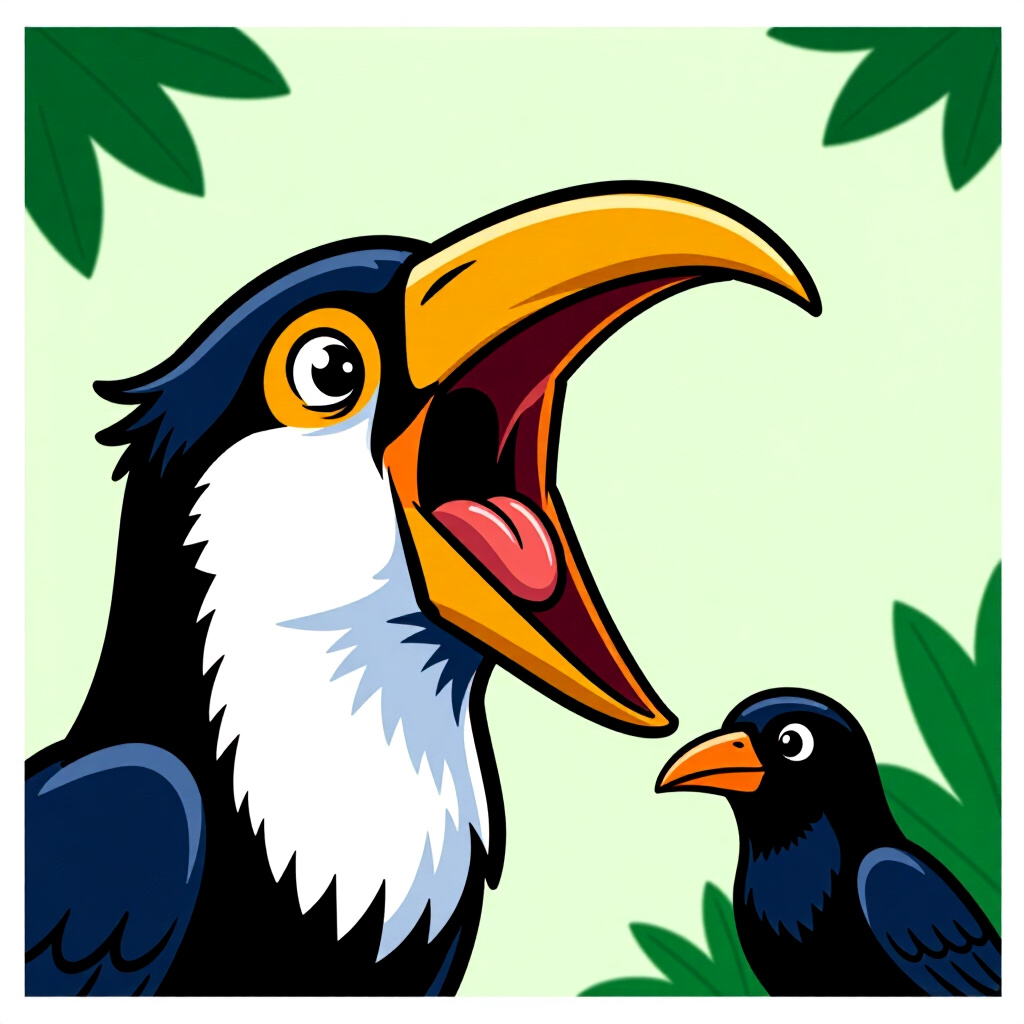 AI生成画像:鳥のケアに関する画像。画像スタイル:コミック 嘴を開ける紹介説明、高品質、詳細