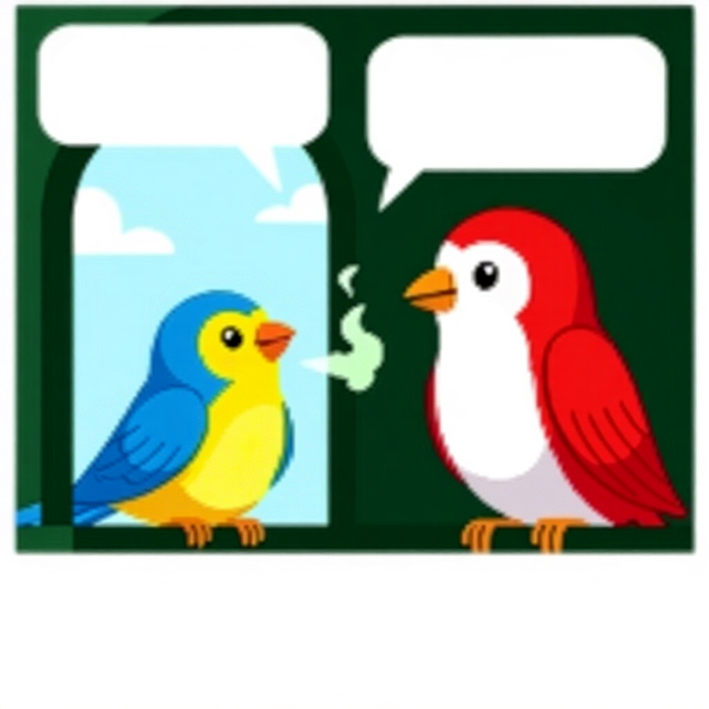 AI generated cat: picture about bird care. picture style: comic documenting communicating endoflife s m, high quality,