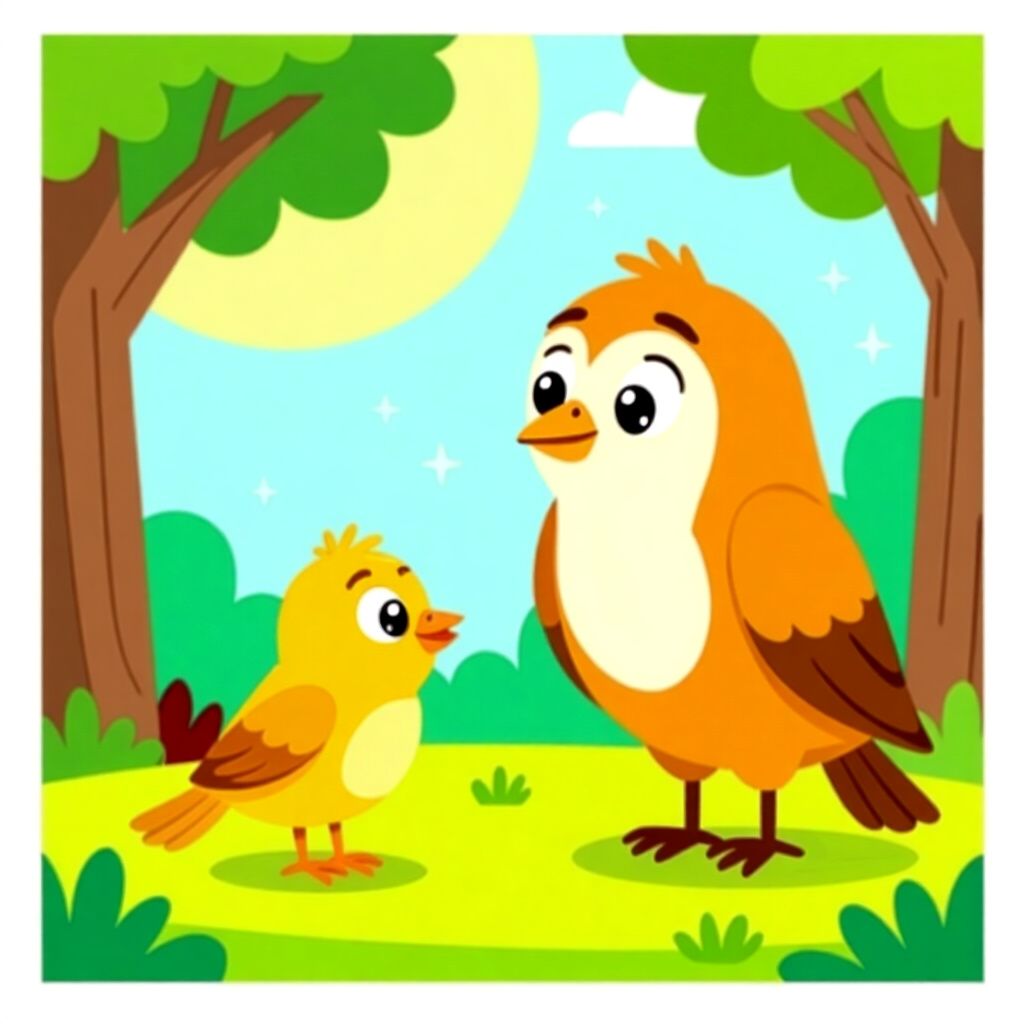 AI generated image: picture about bird care. picture style: comic goldilocks problem understanding normal abnormal, high