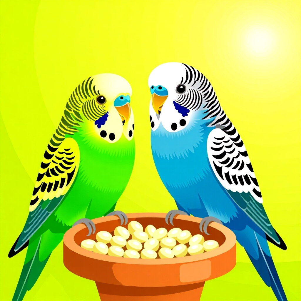 AI generated image: picture about bird care. picture style: comic breeding budgerigars 101 s m, high quality, detailed