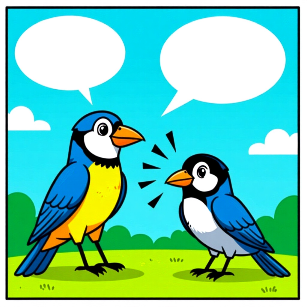 AI generated bird: picture about bird care. picture style: comic introduction bird breaking down speech, high quality,
