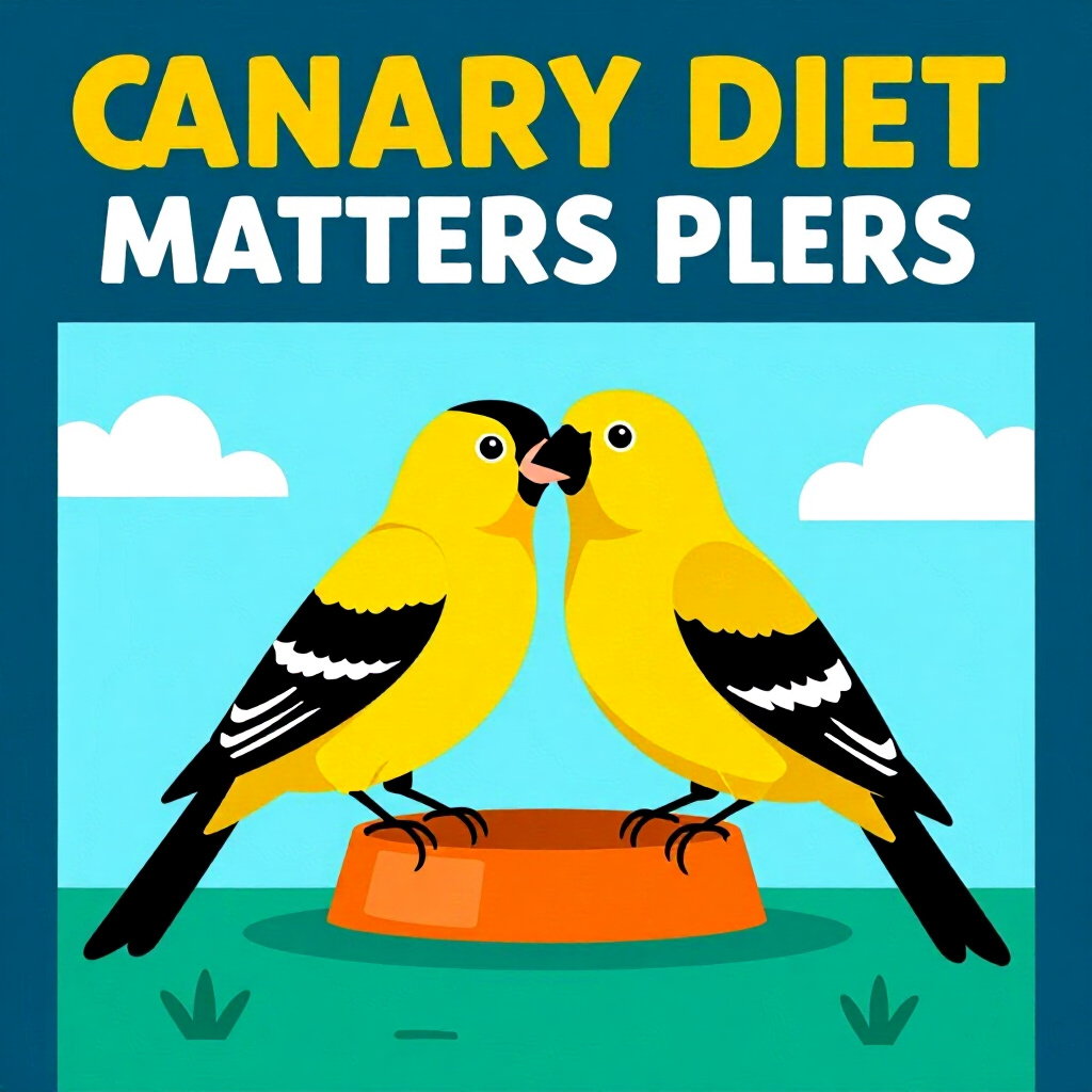 AI generated canary: picture about bird care. picture style: comic balanced diet matters canary ultimate nutrition plan,