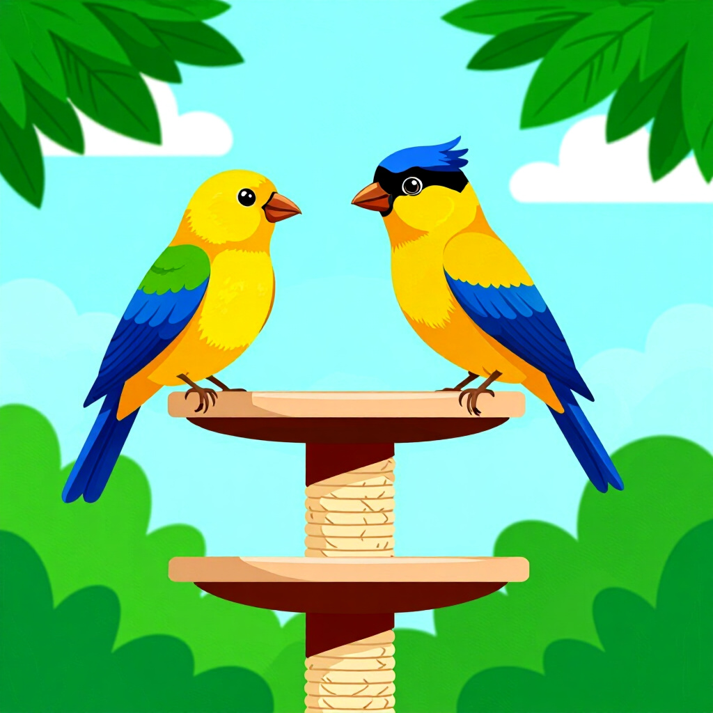 AI generated bird: picture about bird care. picture style: comic introduction bird progressive perch transfer, high qua