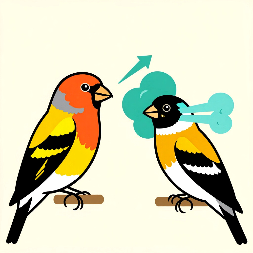 AI generated finch: picture about bird care. picture style: comic common respiratory conditions finch species managing c