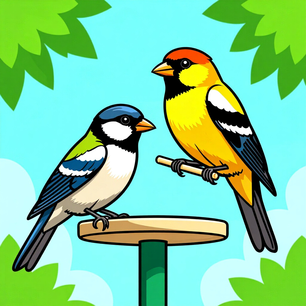 AI generated bird: picture about bird care. picture style: comic bird progressive perch transfer s m, high quality, det