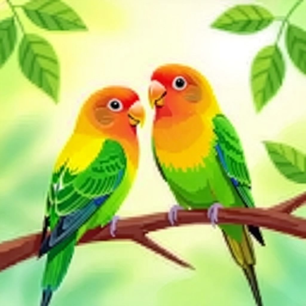 AI generated bird: picture about bird care. picture style: comic free lovebird thailand bird spotting fake adoption, hi