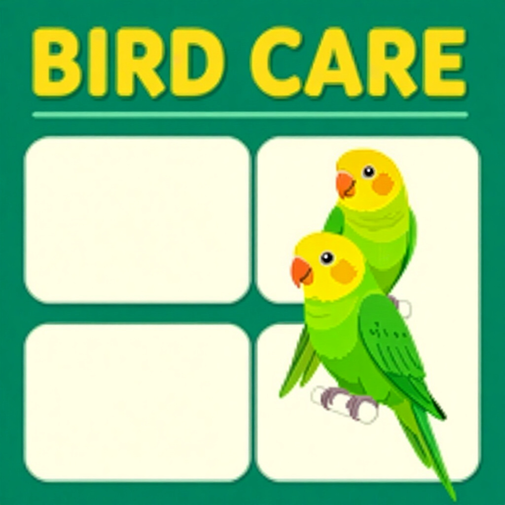 AI generated parrot: picture about bird care. picture style: comic practical care checklist species choosing right parrot