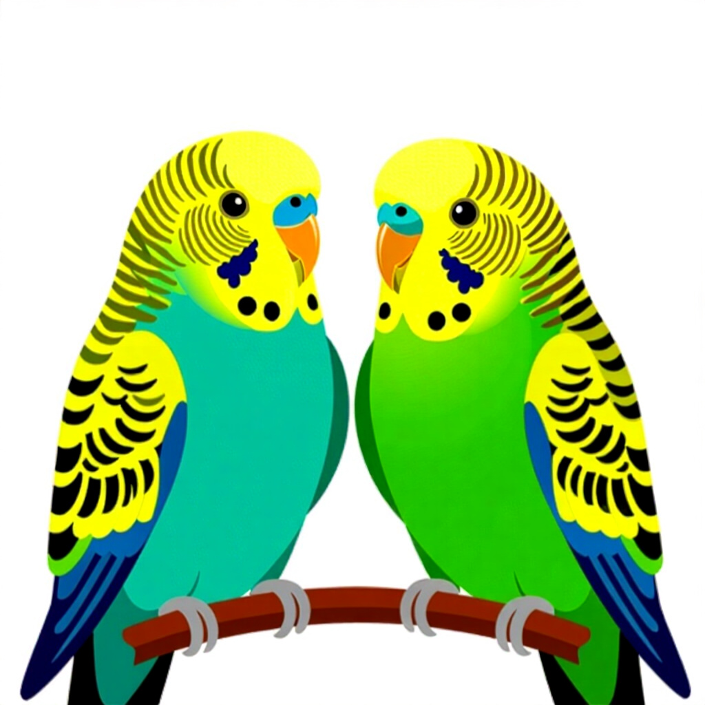 AI generated image: picture about bird care. picture style: comic pairbond matters breeding budgerigars 101, high qualit