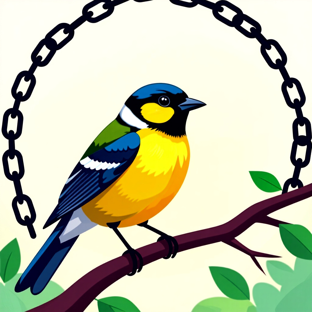 AI generated bird: picture about bird care. picture style: comic target materials bird advanced target chains, high qua
