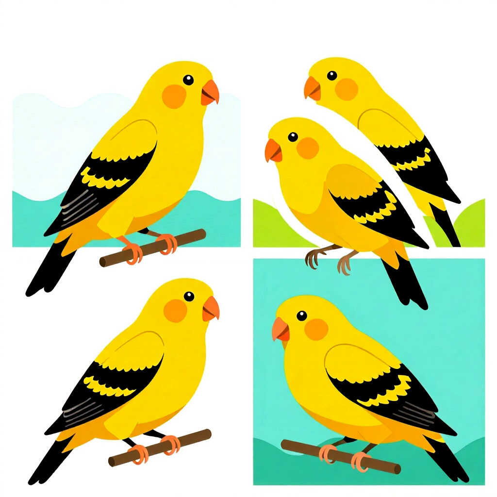 AI生成画像:鳥のケアに関する絵。絵のスタイル:漫画 遺伝学は重要 カナリアの繁殖を成功させるには、高品質