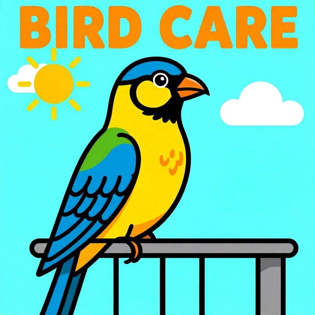 AI generated image: picture about bird care. picture style: comic pick fresh highquality summer heat management, high qu