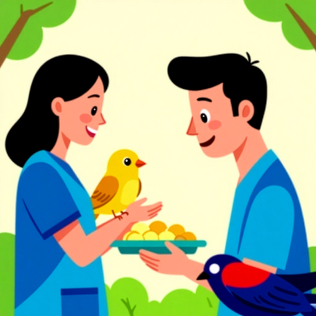 AI generated image: picture about bird care. picture style: comic causes transmission preventing bacterial pneumonia, hi