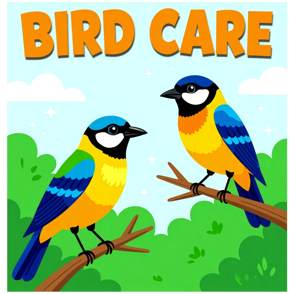 AI generated image: picture about bird care. picture style: comic introduction science color morphs, high quality, detai