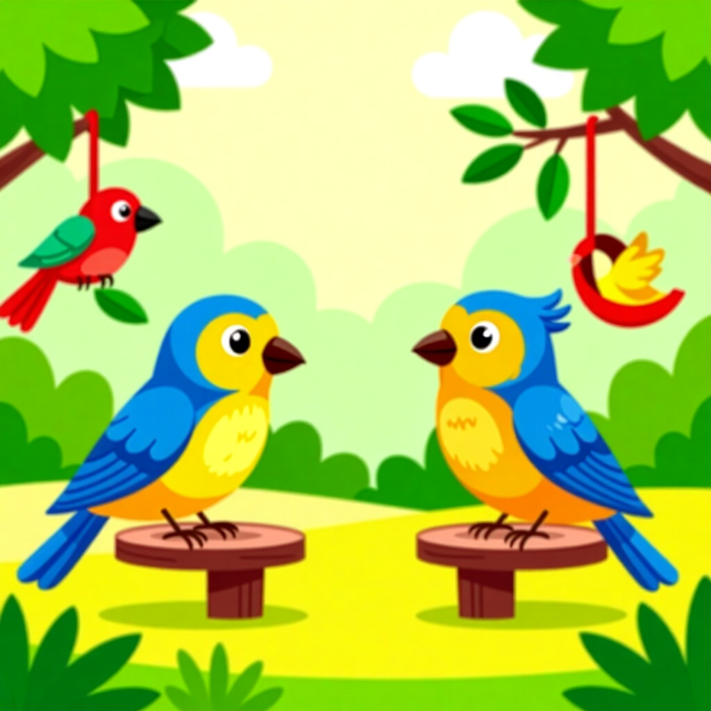 AI generated image: picture about bird care. picture style: comic enrichment activities that s m, high quality, detailed