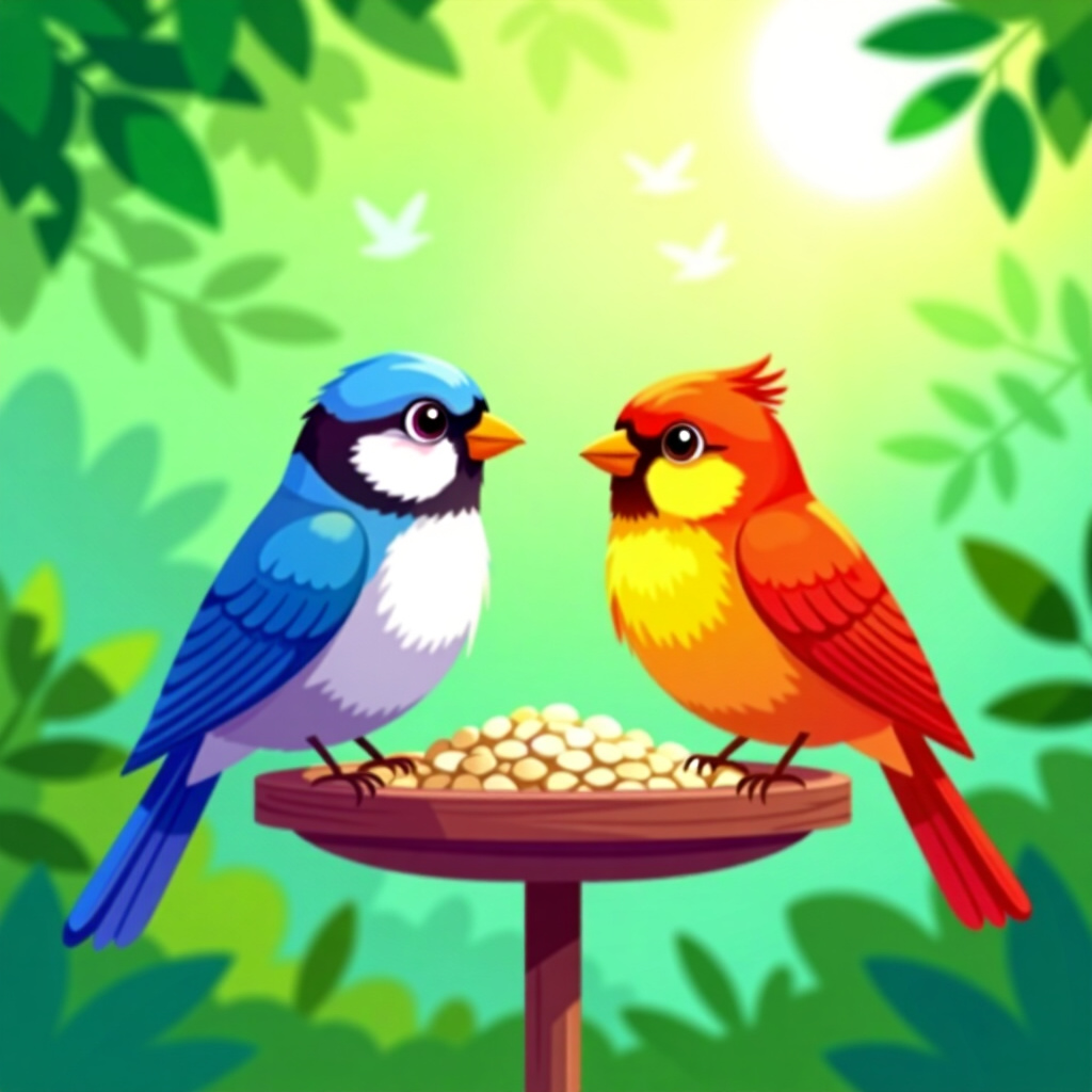 AI generated image: picture about bird care. picture style: comic quiet time techniques s m, high quality, detailed