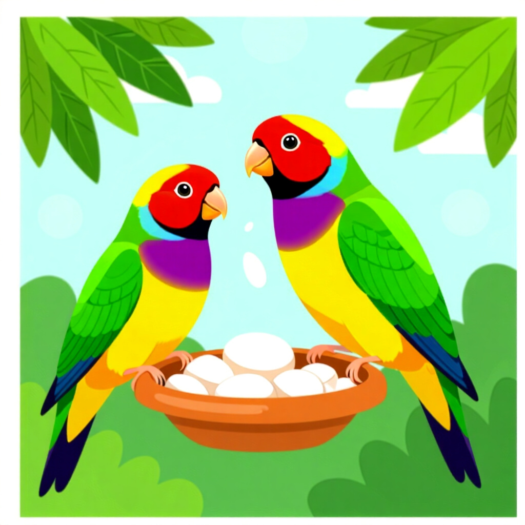 AI generated image: picture about bird care. picture style: comic behavioral training gouldian s m, high quality, detail
