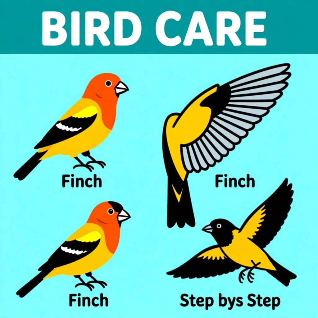 AI generated finch: picture about bird care. picture style: comic wing anatomy overview finch stepbystep guide controlli