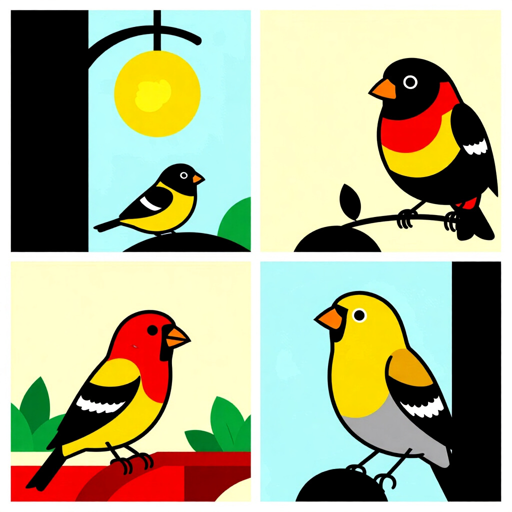 AI generated finch: picture about bird care. picture style: comic introduction finch designing perfect society, high qua