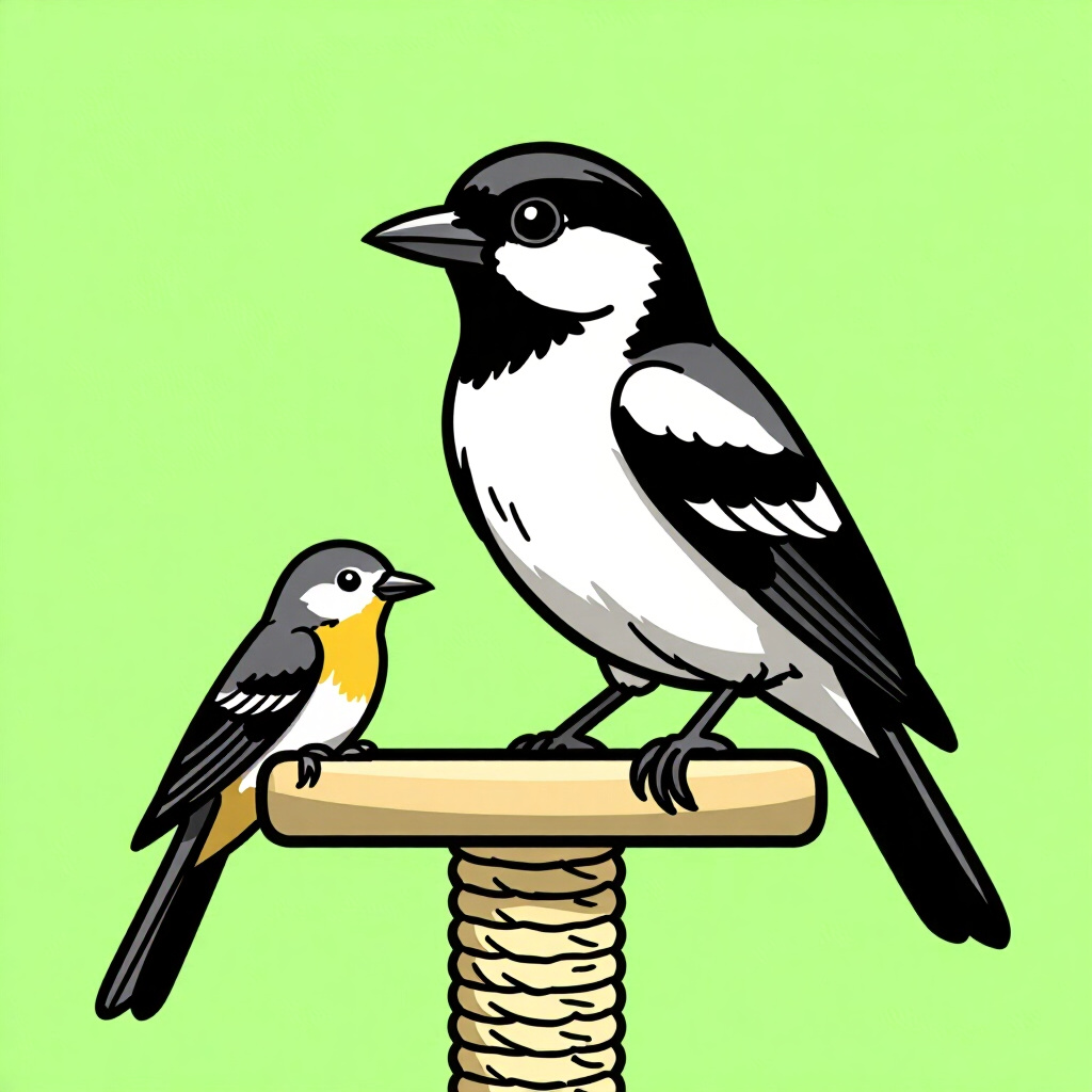 AI generated image: picture about bird care. picture style: comic optimal perch placement s m, high quality, detailed