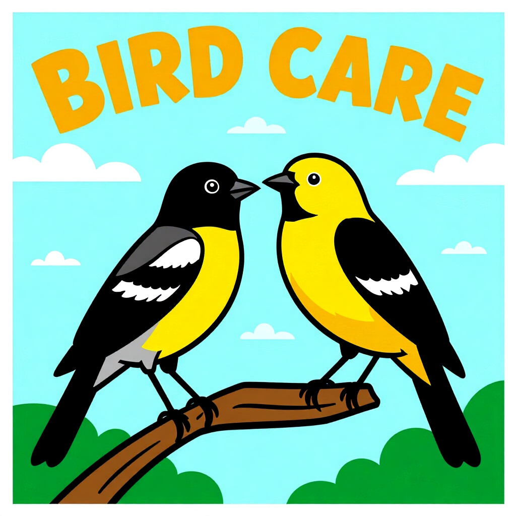 AI generated bird: picture about bird care. picture style: comic traditional serology bird safely screen small, high qu