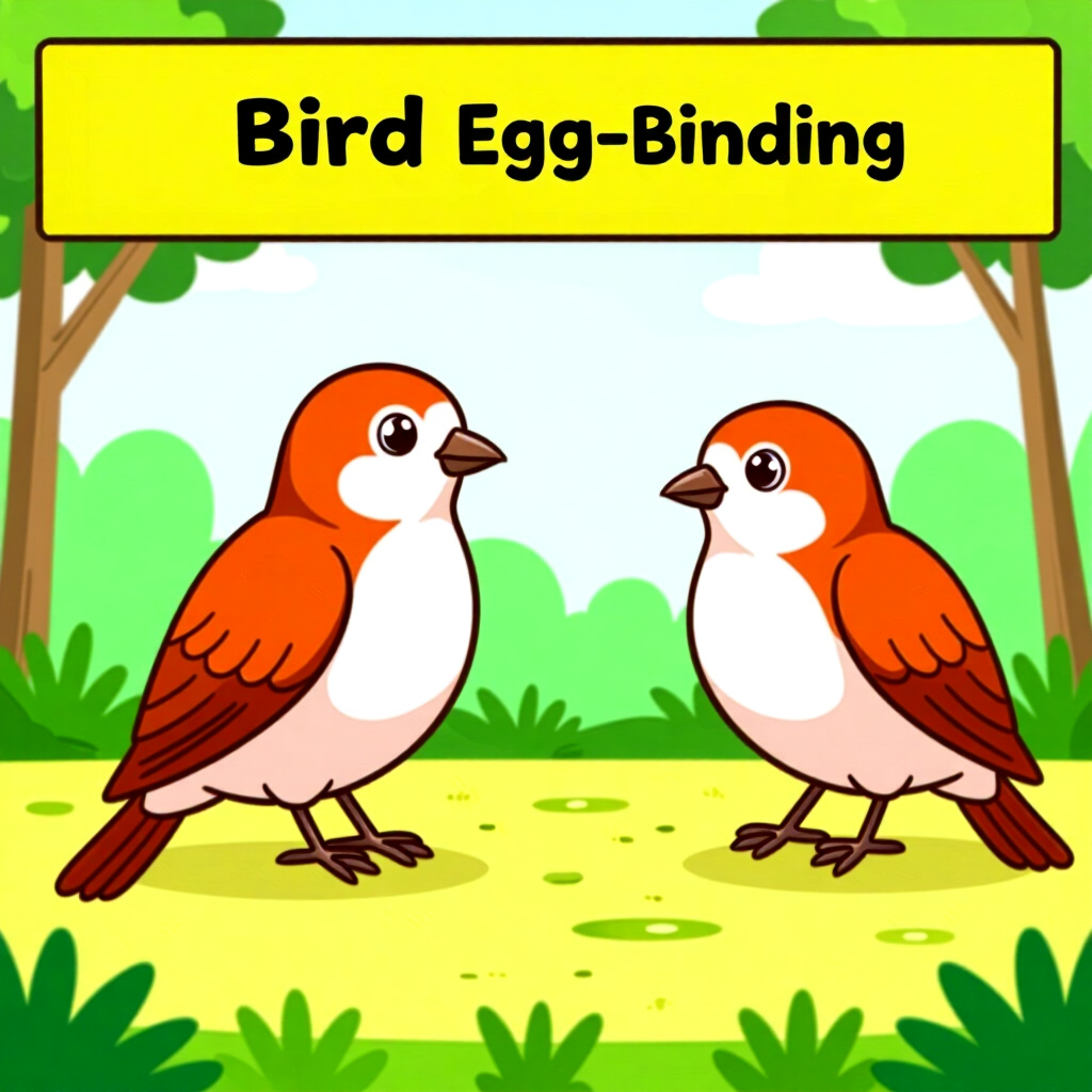 AI generated image: picture about bird care. picture style: comic introduction preventing eggbinding female, high qualit