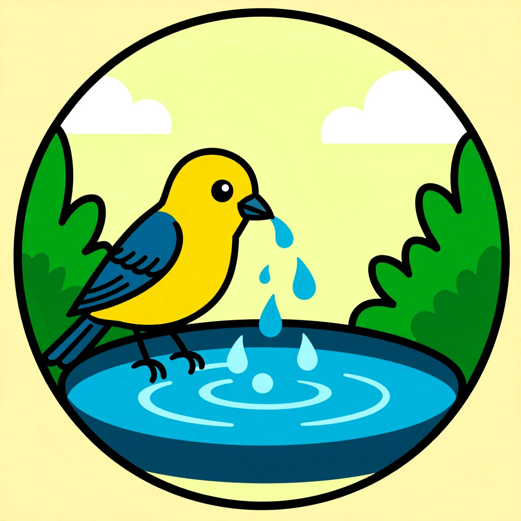 AI generated image: picture about bird care. picture style: comic troubleshooting common water s m, high quality, detail