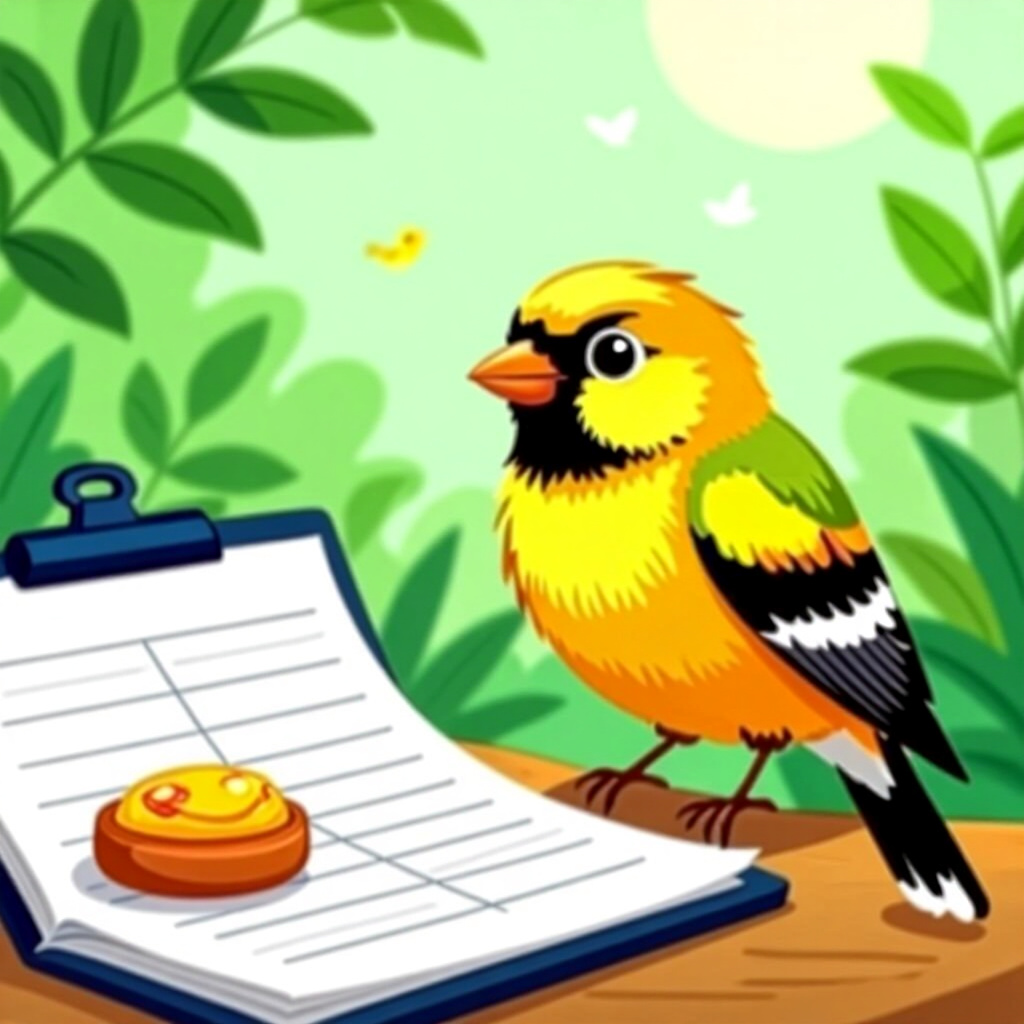 AI生成画像:鳥の世話に関する画像。画像スタイル:フードダイアリーを使いたくなるコミック風イントロ、高品質