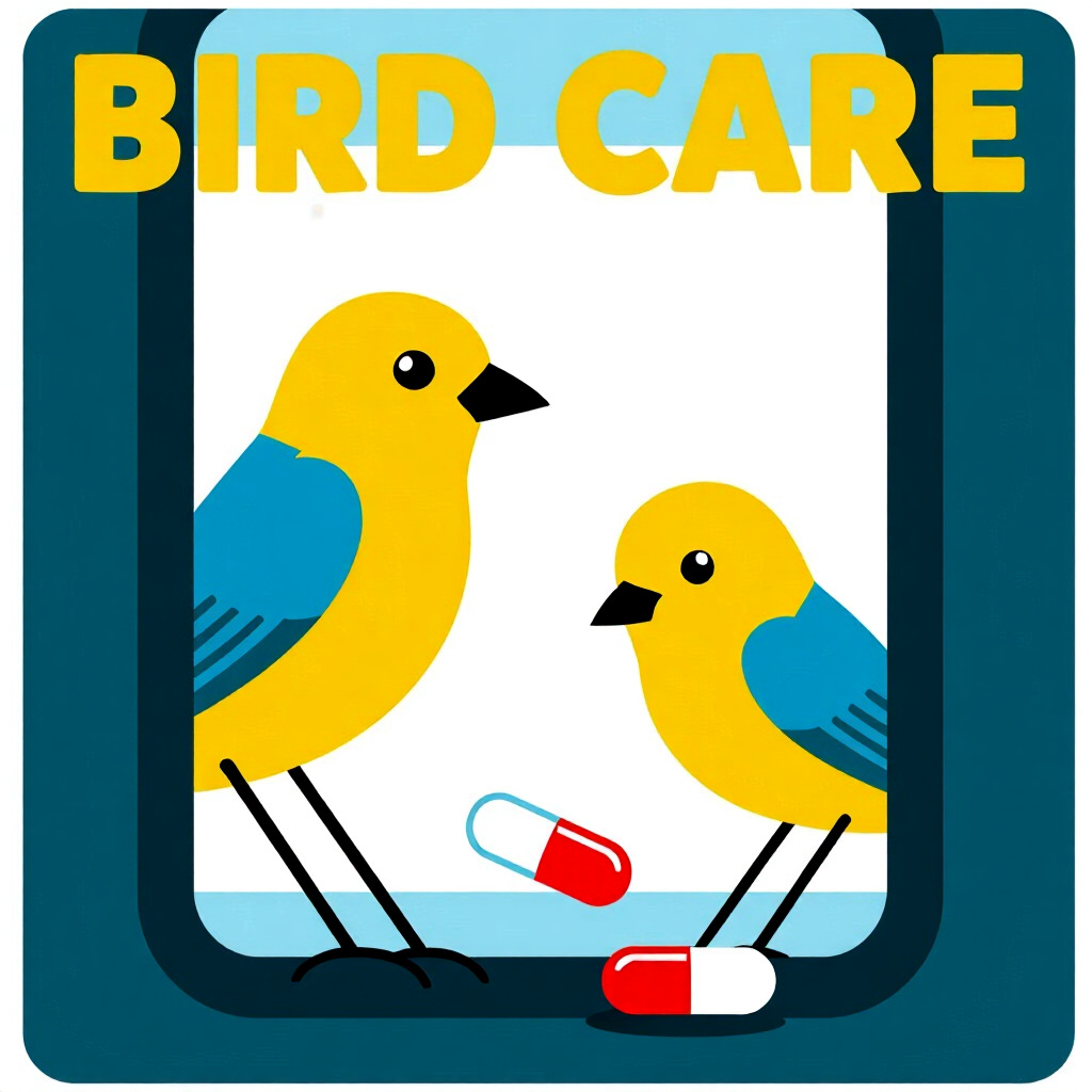 AI generated birds: picture about bird care. picture style: comic hidden driver hpa birds integrating probiotic vitamin,