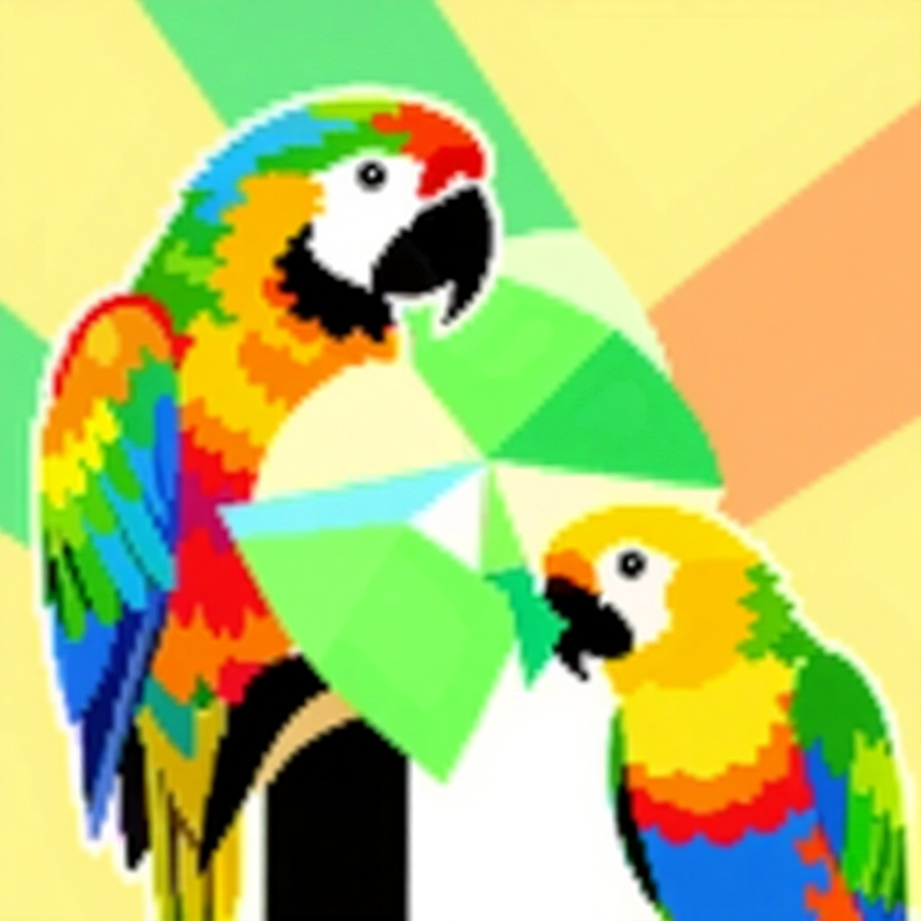 AI generated parrots: picture about bird care. picture style: comic parrots diy respiratory support s m, high quality, det