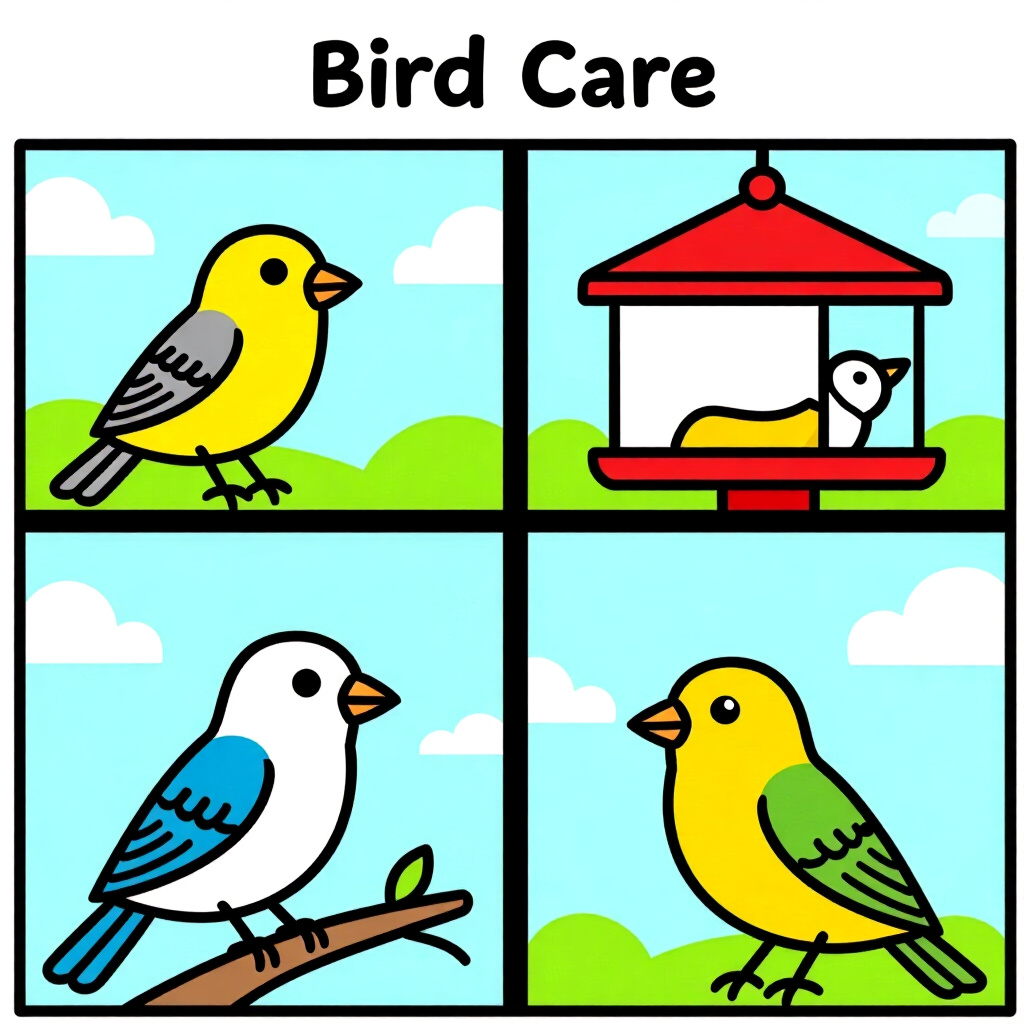 AI generated image: picture about bird care. picture style: comic weekly socialization schedule s m, high quality, detai